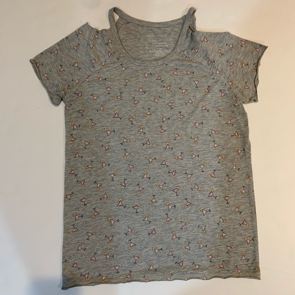 Small martini glass cold shoulder tee shirt